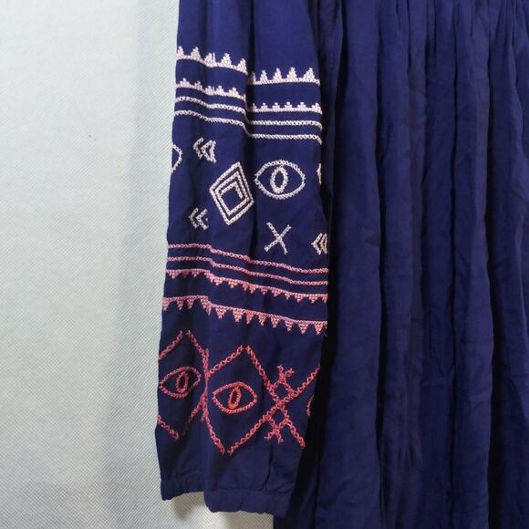 Patrons Of Peace Navy Blue Embroidered Dress Tunic Boho Size Small - Picture 4 of 6